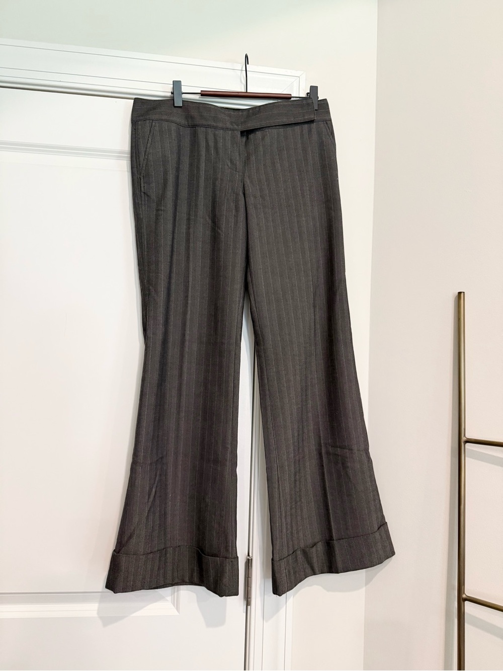 Old Navy Women's Charcoal Pinstripe Wide-Leg Trousers